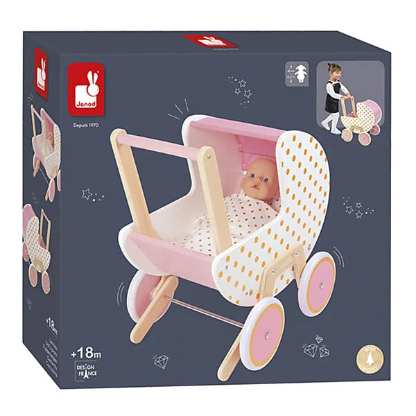 Janod Candy Chic - Houten Poppenwagen Online Kopen? - Afbeelding 2