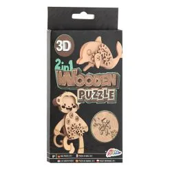 2-in-1 Houten Bouwpakket 3D Puzzel - Dolfijn En Aap