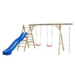 SwingKing Houten Schommel Met Glijbaan/Klimtouw Noortje - Blauw Online Kopen?