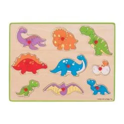 Bigjigs Houten Noppenpuzzel Dino's, 9dlg. Online Kopen?